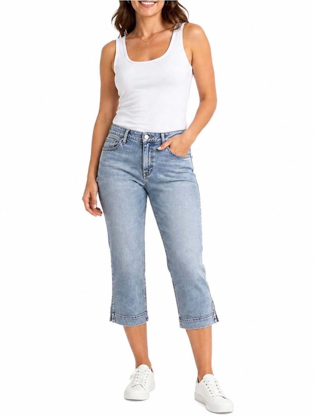 Chicos Jeans Women’s S Size 0Blue Denim Capri Ultimate Fit Slim Leg Y2K Travel